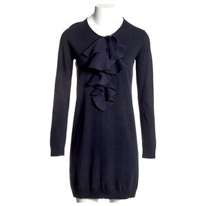 FENDI Black ruffle front wool sweater dress sz S IT 42 best on 6